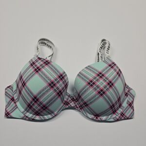 Victoria's Secret Plaid T-shirt Push-Up Bra 36C